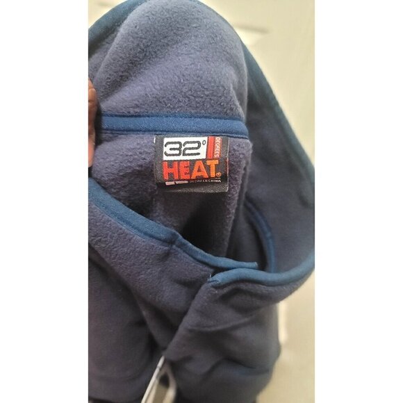 32 Mens Heat Navy Fleece Pullover Sweatshirt With Button Accents & Pocket Size L - Picture 9 of 10